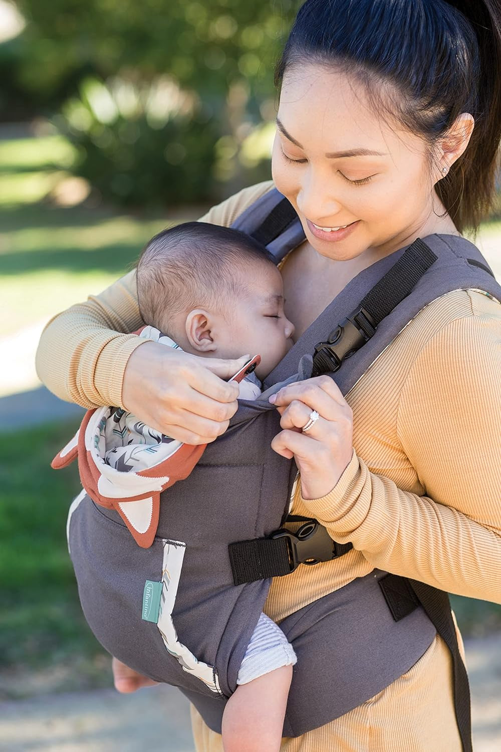 Cuddle up Carrier - Ergonomic Fox-Themed Face-In Front Carry and Back Carry with Removable Character Hood for Infants and Toddlers 12-40 Lbs