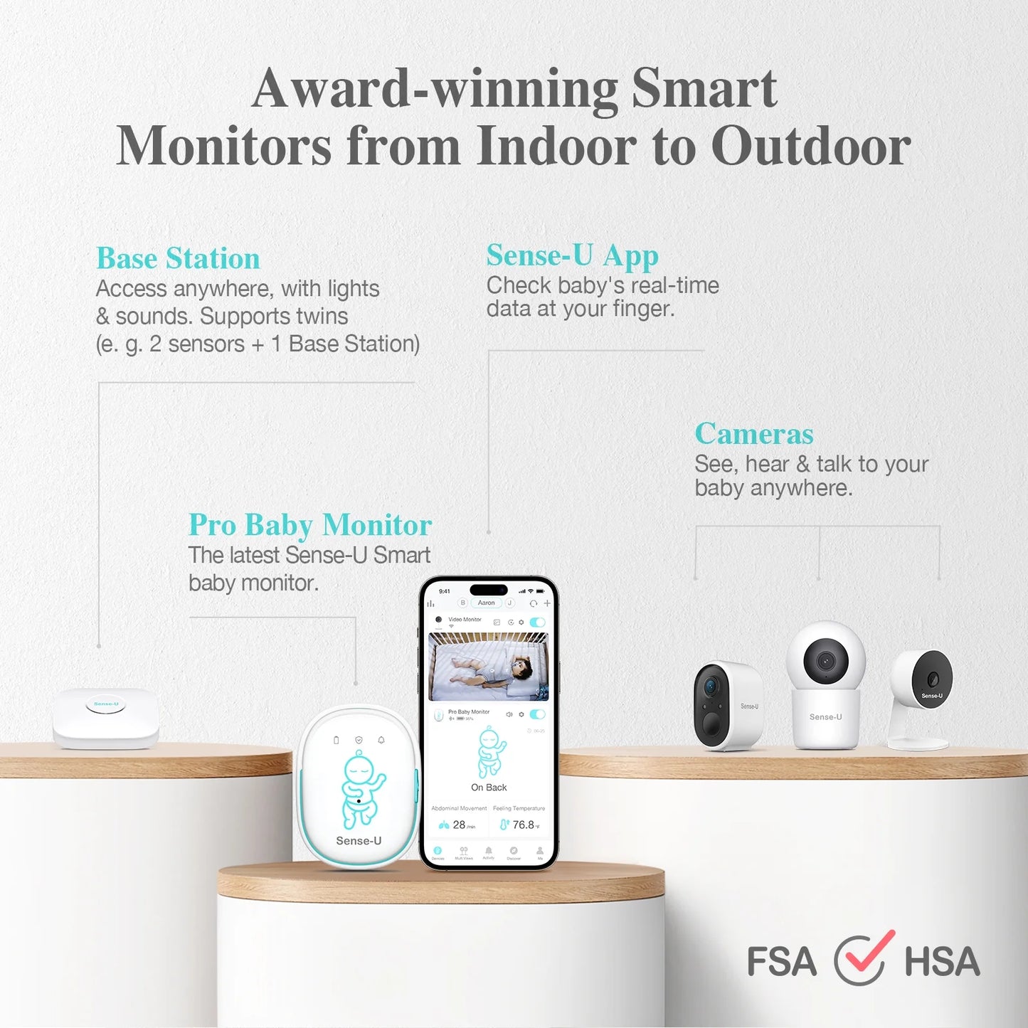 Pro Baby Movement Monitor with Arousal Vibration, Movement/Rollover/Overheating Alerts, Audible & App Notifications, Easy Clip-On Design, Smart Sleep Monitor